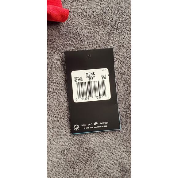 NikeGolf Polo Shirt Men's Sz 2XL Red Dri-Fit Performance Stretch Fox Sports Logo - Picture 7 of 10